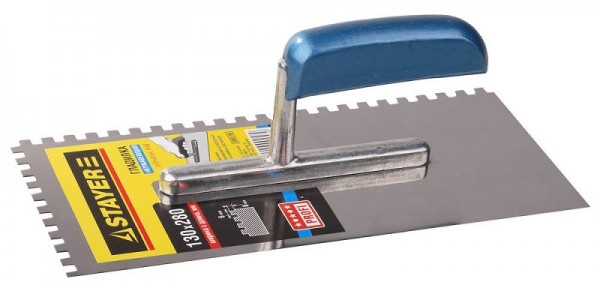 Гладилка STAYER "PROFI" нержавеющая с деревянной ручкой, зубчатая, 6х6мм 0802-06