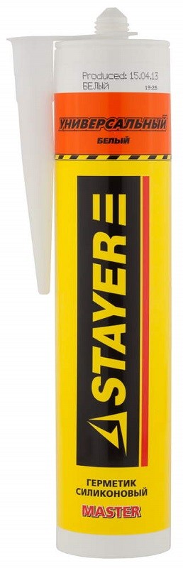 Герметик STAYER "MASTER" универсальный, силиконовый, белый, 260мл, 41213-0_z01