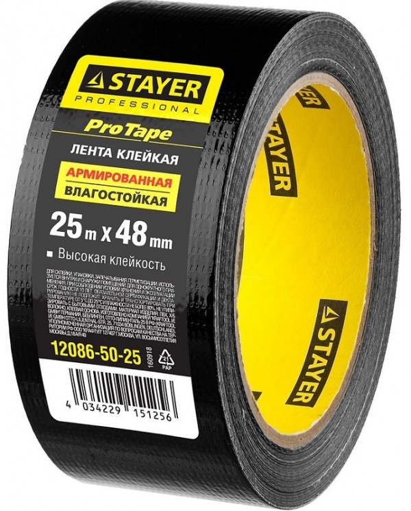 Лента клейкая STAYER "PROFESSIONAL" армированная влагостойкая 12086-50-25