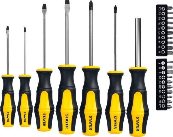 Набор отверток с насадками STAYER "Hercules-K27", Cr-V, намагниченные, 27шт, 25827