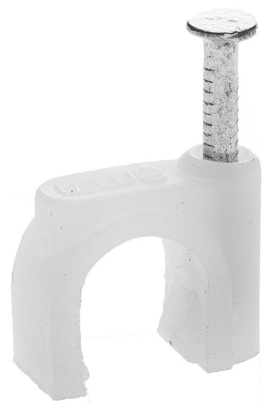 Скоба-держатель STAYER "MASTER" полипропиленовая, для круглого кабеля, с оцинкованным гвоздем, 6 мм, 100 шт 4510-06