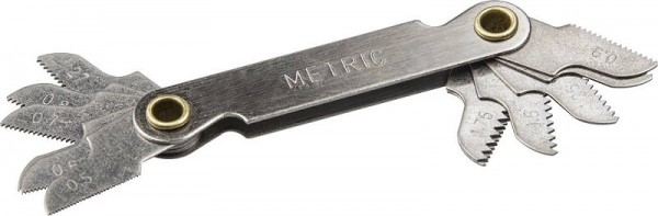 Шаблон STAYER "PROFI" для определения шага метрич резьбы,0,5-1,75мм и трубной резьбы с шагом 0,907 и 1,07мм(27,28 tpi), 28041