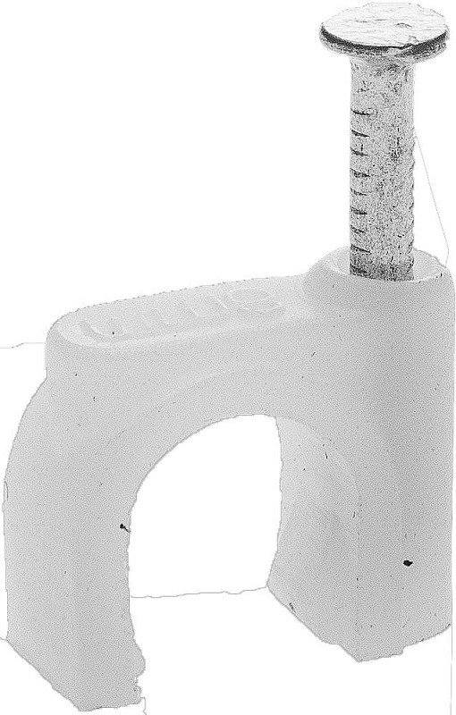 Скоба-держатель STAYER "MASTER" полипропиленовая, для круглого кабеля, с оцинкованным гвоздем, 7 мм, 100 шт, 4510-07