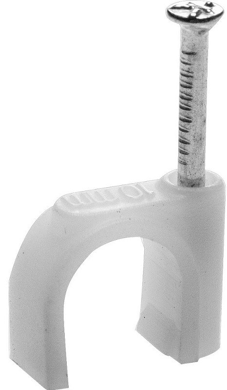 Скоба-держатель STAYER "MASTER" полипропиленовая, для круглого кабеля, с оцинкованным гвоздем, 9 мм, 80 шт, 4510-09