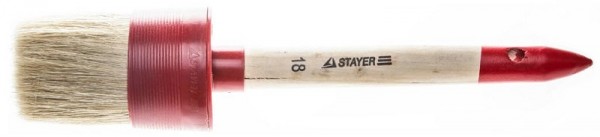 Кисть круглая STAYER "MASTER", светлая натурал. щетина, пластм. корпус, деревян. ручка, №18 x60мм 0141-60
