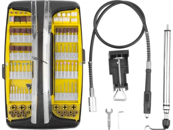 Набор STAYER "MASTER": Мини-насадки для гравиров машин, в пластик боксе, гибкий вал,штатив, место для гравёра,191 предм 29906-H191