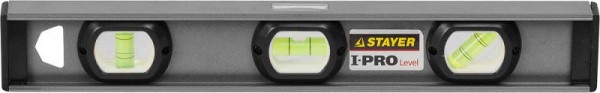 Уровень STAYER "PROFESSIONAL" I-PROLevel, усилен рельс с ручками, утолщен особопрочн профиль, точность 1мм/м, 3 ампулы, 40см 3477-040