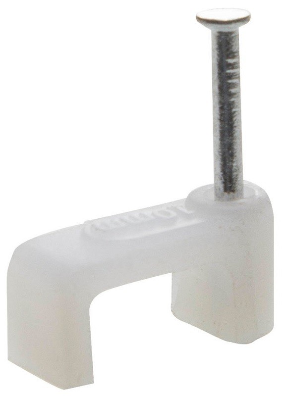 Скоба-держатель STAYER "MASTER" полипропиленовая, для плоского кабеля, с оцинкованным гвоздем, 6 мм, 100 шт 4511-06