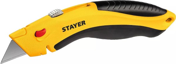 Нож универсальный STAYER "HERCULES-A24", с трапециевидным лезвием А24, автостоп, 0947