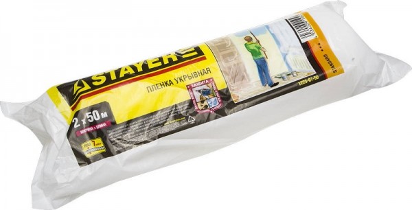 Пленка STAYER "STANDARD" защитная укрывочная, HDPE, в рулоне, 7 мкм, 2 х 50 м 1225-07-50
